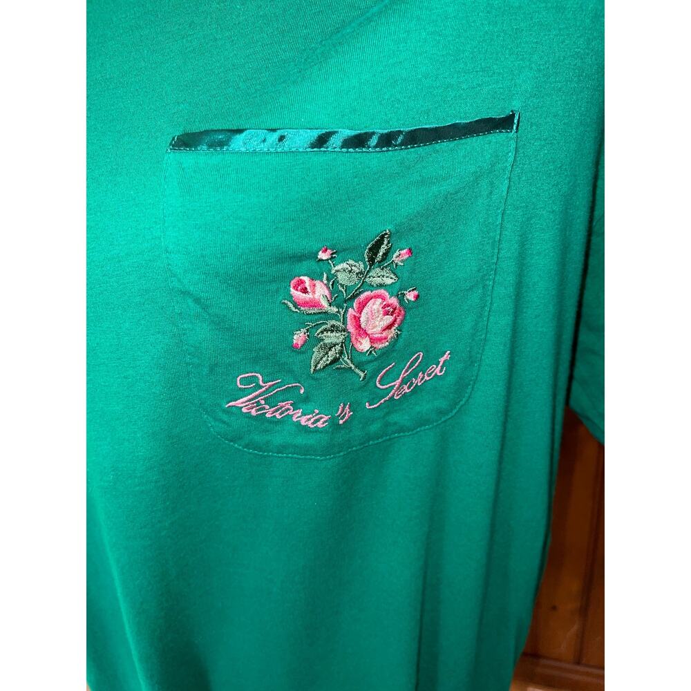 Womens Victorias Secret Green VIntage Gold Tag 90s Floral Cotton Nightgown PS - Picture 3 of 8
